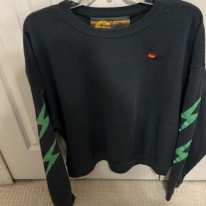 Aviator Nation Charcoal Sweatshirt with Mint bolt